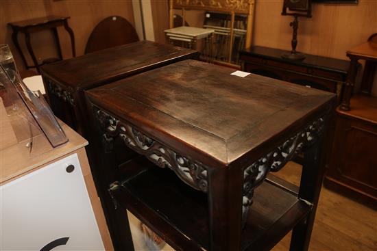 Two Chinese hardwood tables W.45cm and 41cm